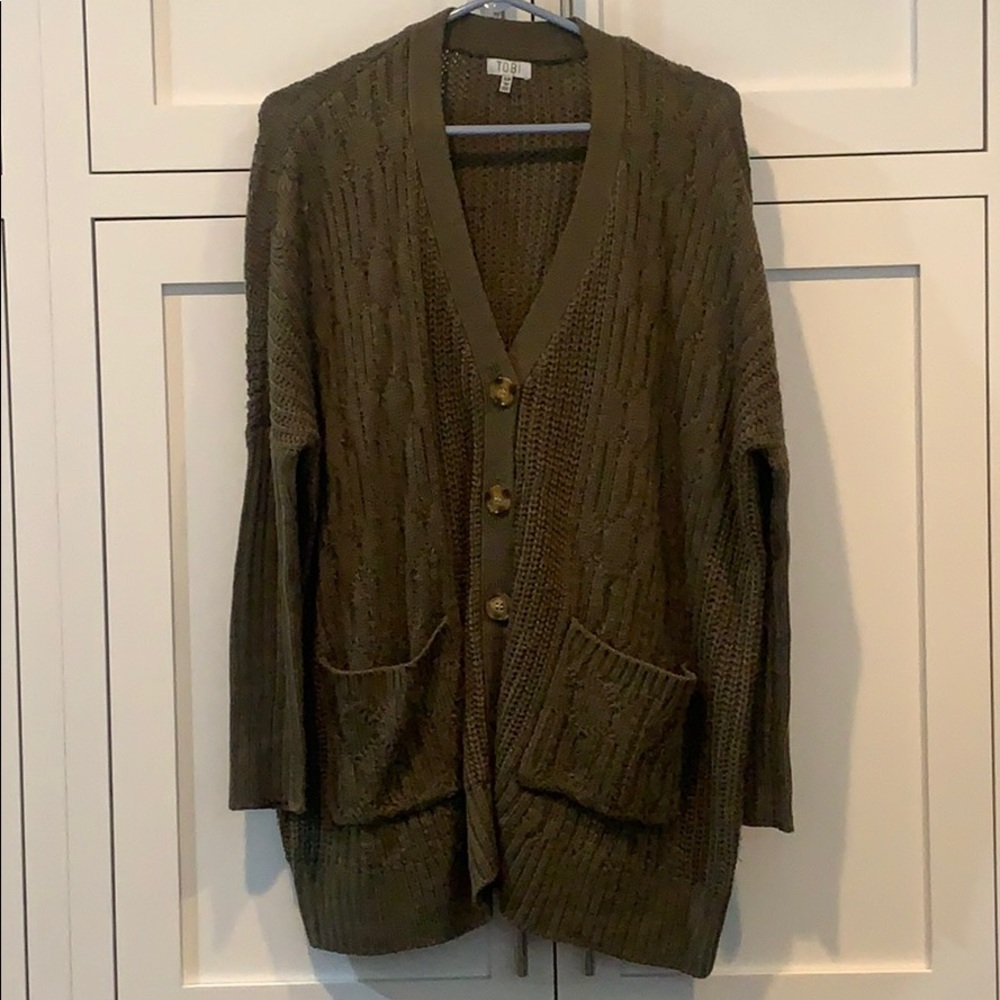 Oversized Army Green Cardigan